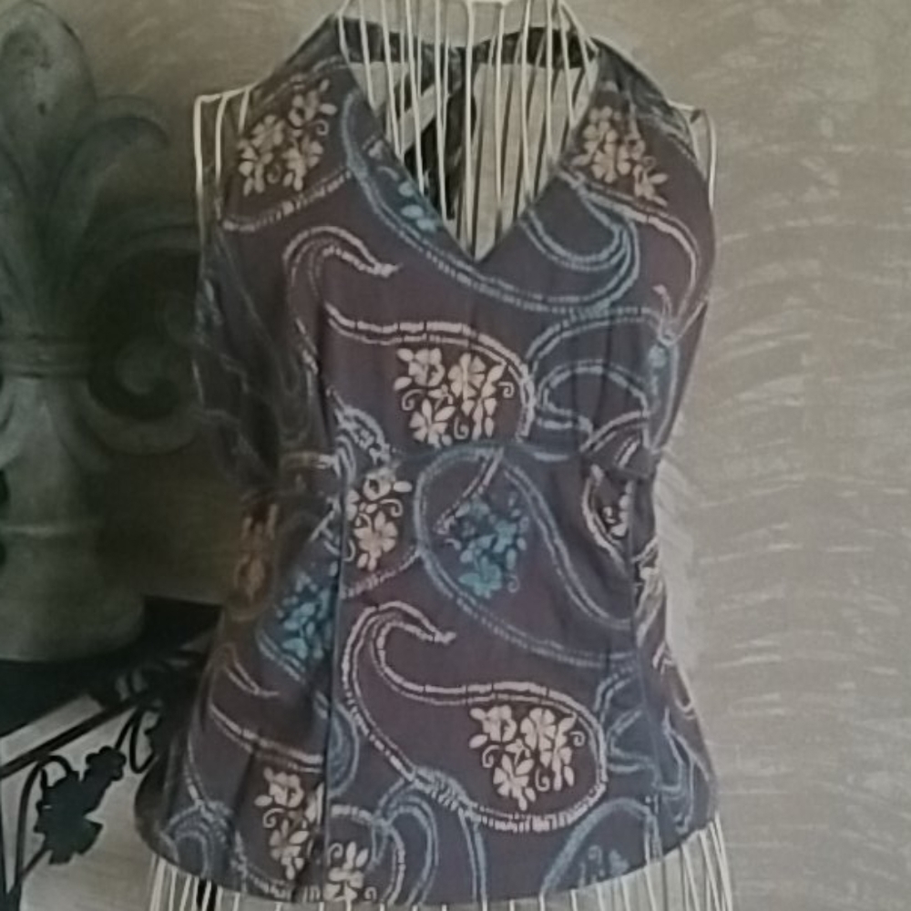 Nostalgia brown and turquoise halter top